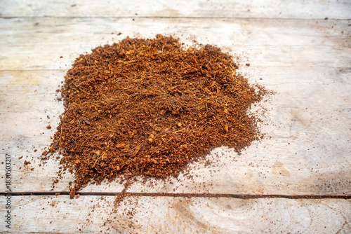 Coco peat, organic planting media made from fine coconut fiber powder and has high water absorption capacity