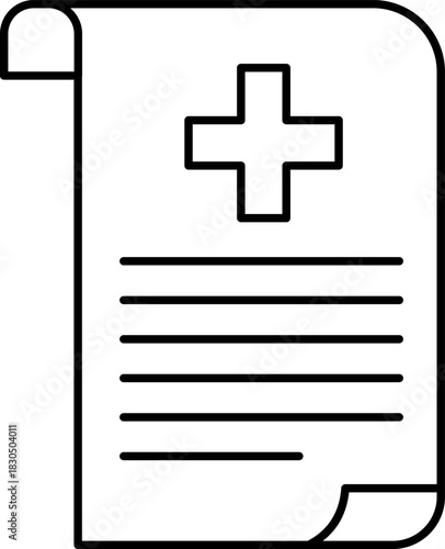 Clean Outline Medical Document Health Record Icon