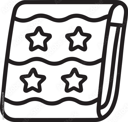 An illustrative artistic representation of a rolled-up fabric features a repeating pattern of stars, this design highlights its versatile and decorative potential.