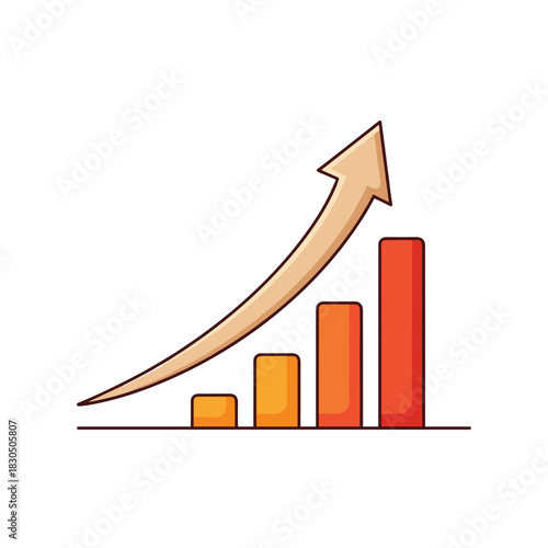 Rising bar chart with upward arrow, flat style, symbolizing SMM growth
