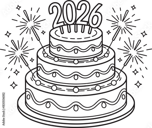 Cake Celebration 2026 Vector Graphic for Event Anniversaries and Special Milestone