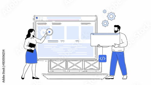 Web design team working on a new project to create an innovative online user experience