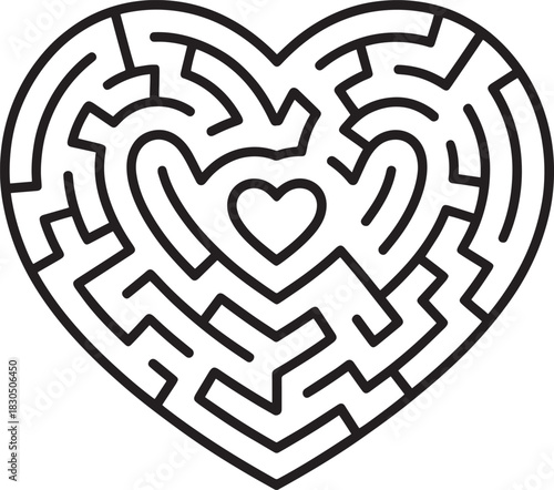 Heart Shaped Maze or Labyrinth Puzzle for Mental Challenge and Problem Solving