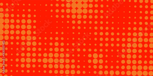 red dot background. Polka dot pop art halftone pattern. Red dots on orange background. vector illustration.