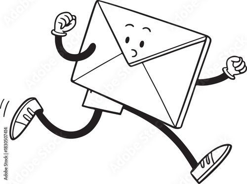 Funny cartoon mail character with a medical stethoscope