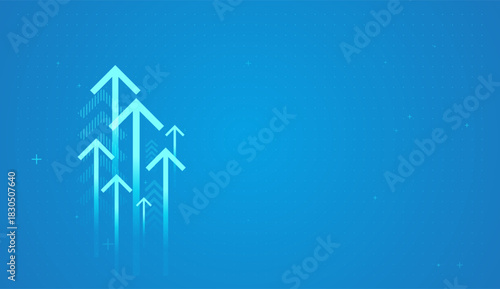 A gradient of rising arrows conveys confidence in market performance and upward business trends. And minimalist financial graphic with upward arrows demonstrates