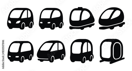 Silhouette designs of futuristic cars and trains on textured background