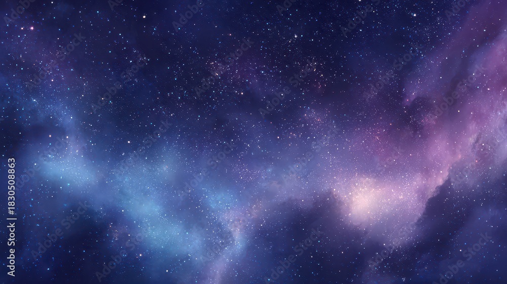 Fototapeta premium Cosmic wonder: serene space illustration of a starry sky and vivid galaxies for design use