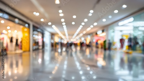 Wallpaper Mural Blurred Shopping Mall Interior with Bright Lights and Reflections Torontodigital.ca