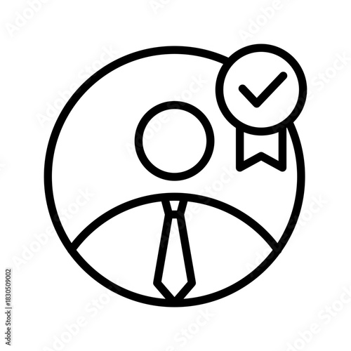 Outline Mentor User Profile Badge Line Art Icon
