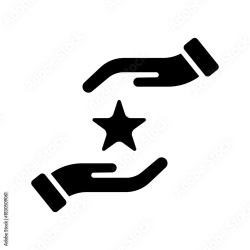 Support Hand Helping Care Flat Black Glyph Icon
