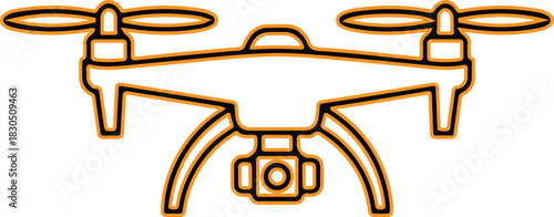 Modern drone with camera icon outline illustration