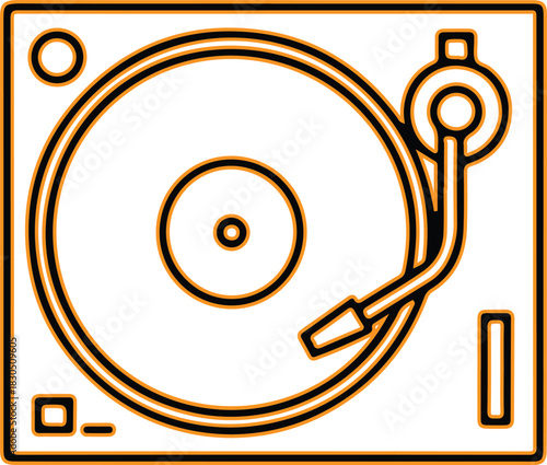 Vintage turntable with vinyl record playing music