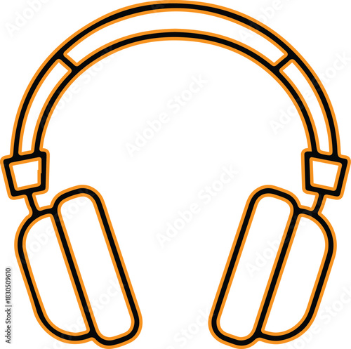 Simple outline of headphones for music and audio listening