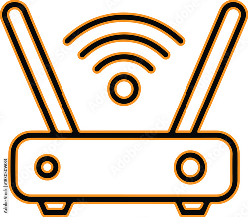 Modern wi fi router icon with signal waves and antennas