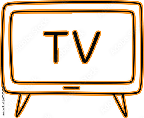 Hand drawn television set with tv text on screen