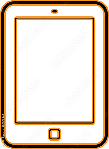 Modern tablet device outline with blank screen and home button