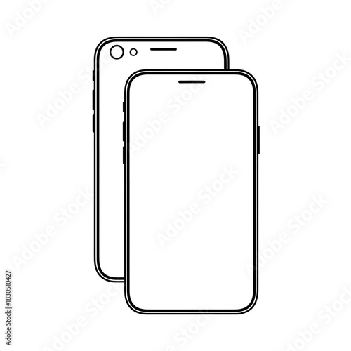 Paired Smartphones Outline on transparent background
