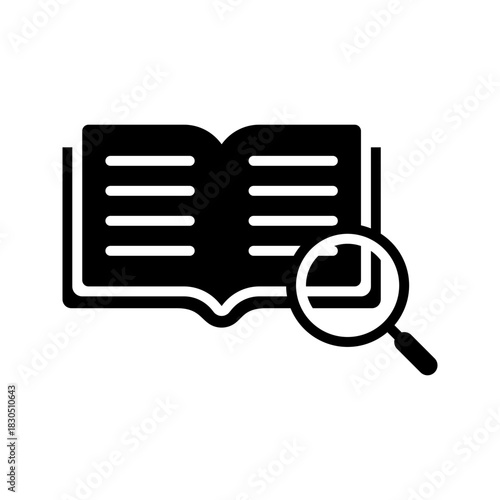 Flat icon book research study library knowledge academic learning.
