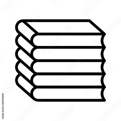 Lineart book stack library study knowledge education learning.
