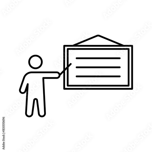 Simple lineart icon of teaching professional educator.

