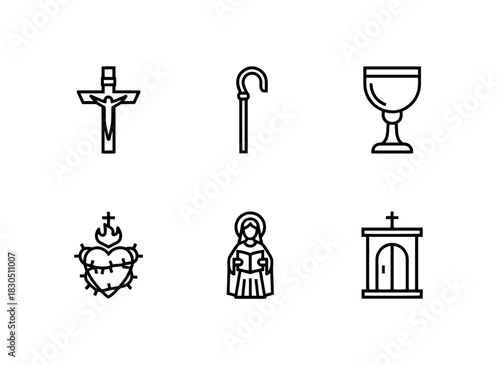 Crucifix Shepherds Staff Chalice Sacred Heart Saint Tabernacle Icon Set