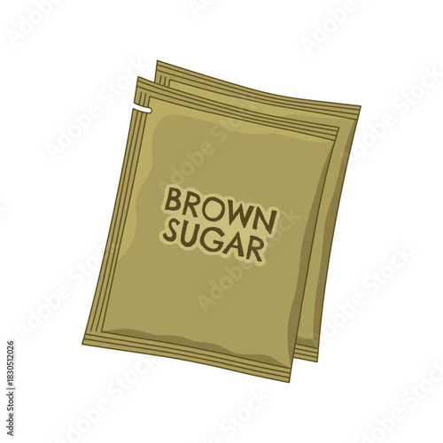 Brown sugar sachets. Vector design