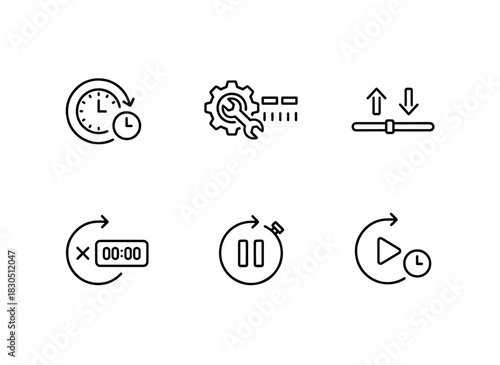 Duration Control Duration Setting Duration Adjustment Duration Reset Duration Pause Minimal Bold Line Icon Set