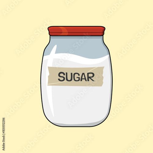 White sugar in a jar. Vector design