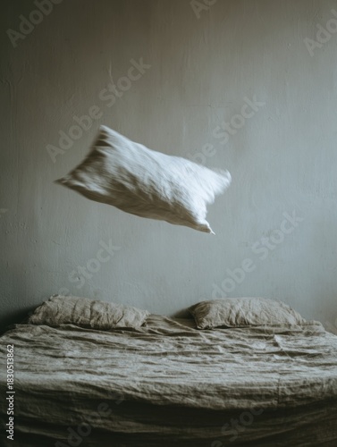 The Empty Pillow Dream pure white pillow floating above bed