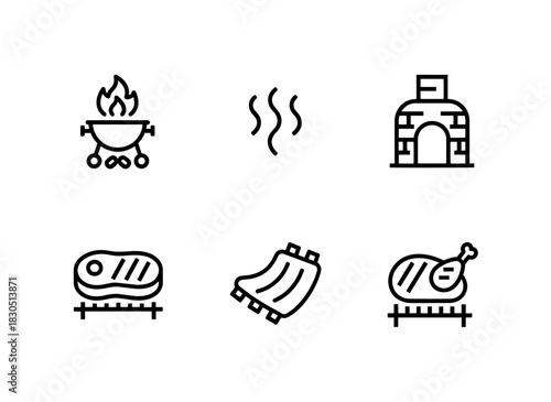 Grill Fire Smoke Barbecue Pit Grilling Meat BBQ Ribs Grilled Chicken