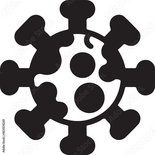 Coronavirus black and white icon graphic representation of a virus
