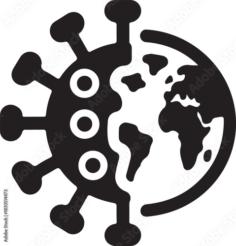Global pandemic impact coronavirus spreading across the world illustrated in black and white