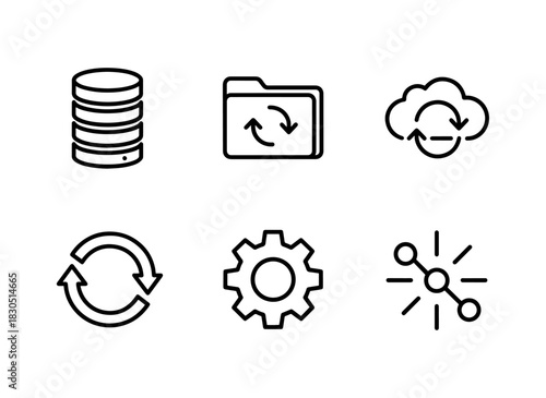 Info Database Info Folder Sync Info Cloud Sync Info Refresh Info Settings — Minimal bold line icon set