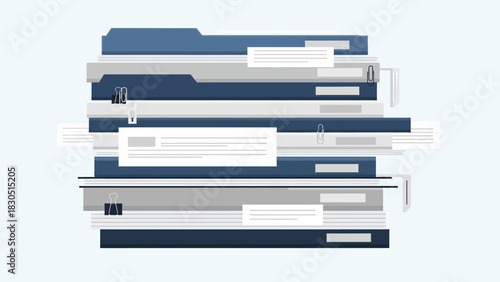 Stack of blue and white computer servers. Server stack illustration. Data center equipment. Network hardware. Vector graphic. Technology infrastructure. IT equipment. Server room