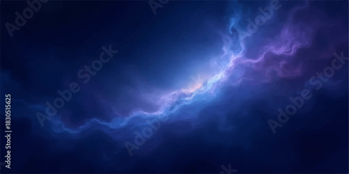 Dramatic blue and purple nebula cloud in deep space with stars