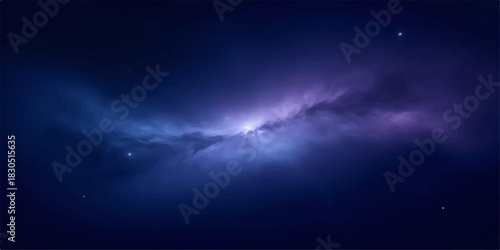 Deep space nebula with stars and cosmic dust in a dark blue universe