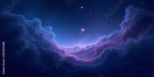 Vibrant nebula and starry night sky with purple and blue hues