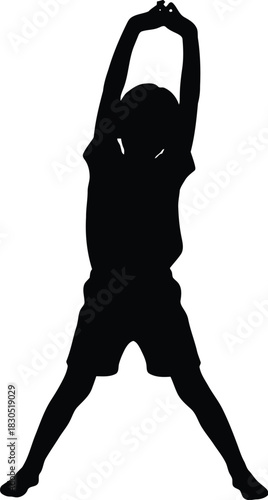 Silhouette of a child stretching arms overhead