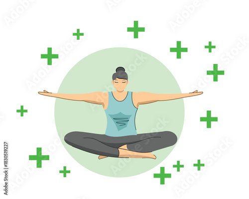 Illustration of mental health, integration movement and mindfulness in this year's sports trends.