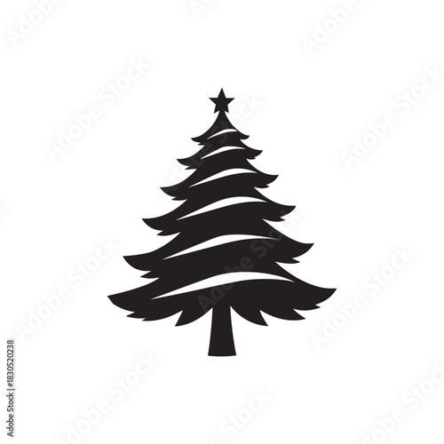 Layered Christmas Tree Silhouette | Modern Holiday Tree Clipart