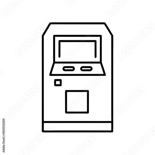 Outline drawing of an automated teller machine atm on transparent background