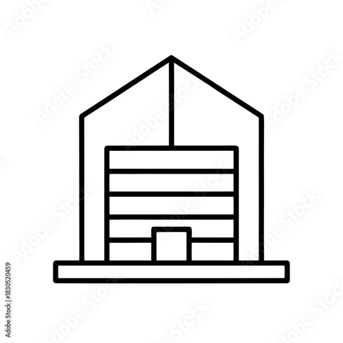 Illustration of a simple warehouse building outline on transparent background