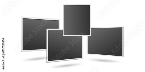 4 photo collage. Empty instant photo template. Photobooth frame. vector illustration