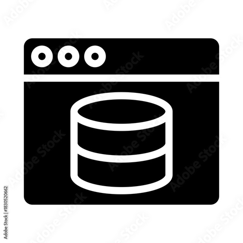 Database Browser Window Glyph Icon for Data Storage and Web Service