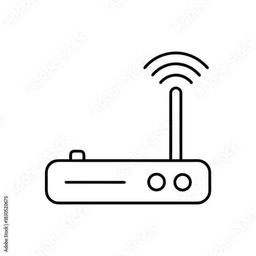 Illustration of a wireless router with antenna and signals on transparent background