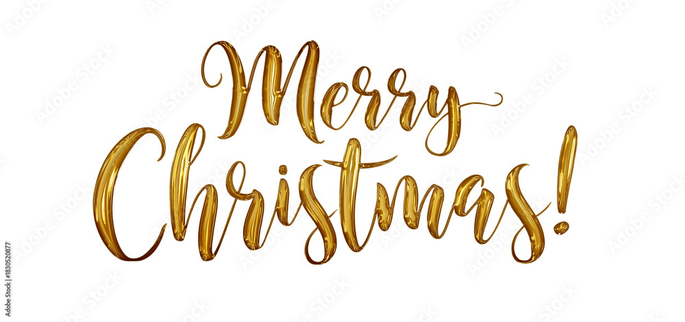 Naklejka premium Gold Merry Christmas on White Background