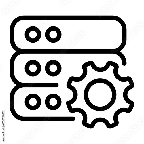 Server Database Configuration and Management Line Icon