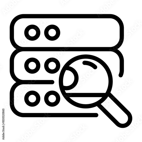 Data Server Search and Analysis Line Icon