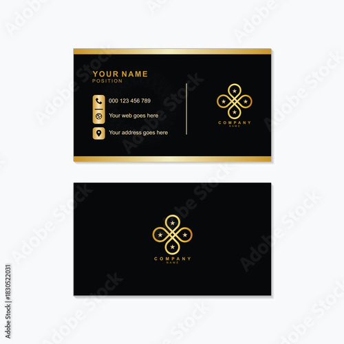 Sophisticated black and gold business card template for modern professionals seeking elegant branding solutions and a luxurious minimalist corporate identity design